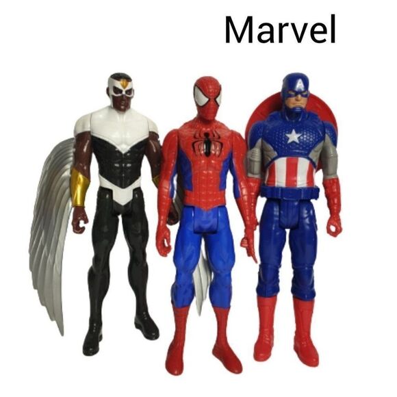 Marvel Falcon Spider-Man Captain America 12" Action Figures Toys Bundle - Picture 1 of 5